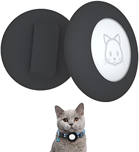 Airtag Cat Collar, Air tag Cat Collar with Bell and Safety Buckle in 3/8" Width, Reflective Collar with Waterproof Airtag Holder Compatible with Apple Airtag for Cat Dog Kitten Puppy (Black)