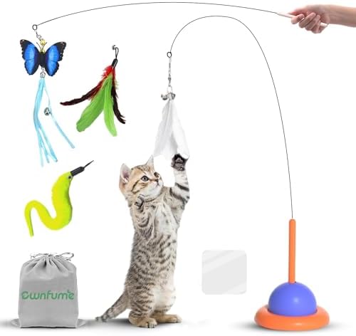 Ownfume 38 Pcs Cat Toys,Kitten Toys,Cat Toys Interactive Accessories for Indoor Cats,Cat Tunnel,Variety Teaser Wand with Feathers,Cat Toys for Kittens Biting,Catnip Fish,Mice,Balls for Cat Pet Lovers
