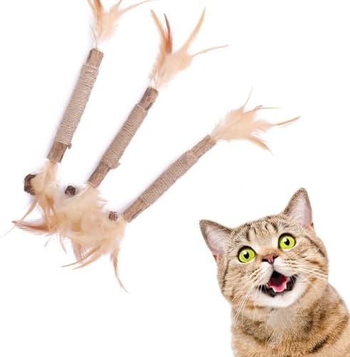 Sawanork 3 PCS Cat Chew Toys, Kitten Chew Sticks for Aggressive Chewers, Silvervine Chew Stick Toy, Large Size Catnip Toys