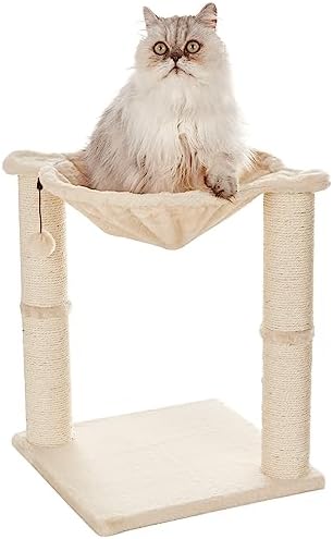 Amazon Basics Cat Tree Tower With Scratching Post And Hammock Bed for Indoor Cat - 40.6 x 51 x 40.6 Cenitmeters, Grey
