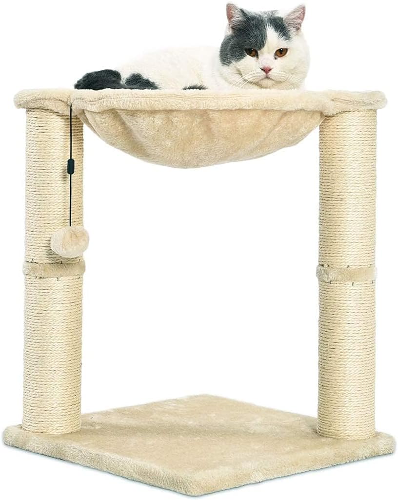 Amazon Basics Cat Tree Tower With Scratching Post And Hammock Bed for Indoor Cat - 40.6 x 51 x 40.6 Cenitmeters, Grey