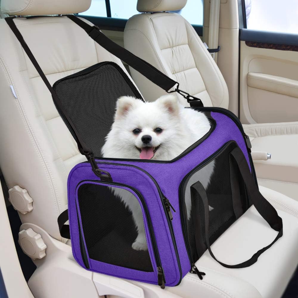 Henkelion Cat Carriers Dog Carrier Pet for Small Medium Cats Dogs Puppies up to 15 Lbs, TSA Airline Approved Soft Sided, Collapsible Travel Puppy - Black