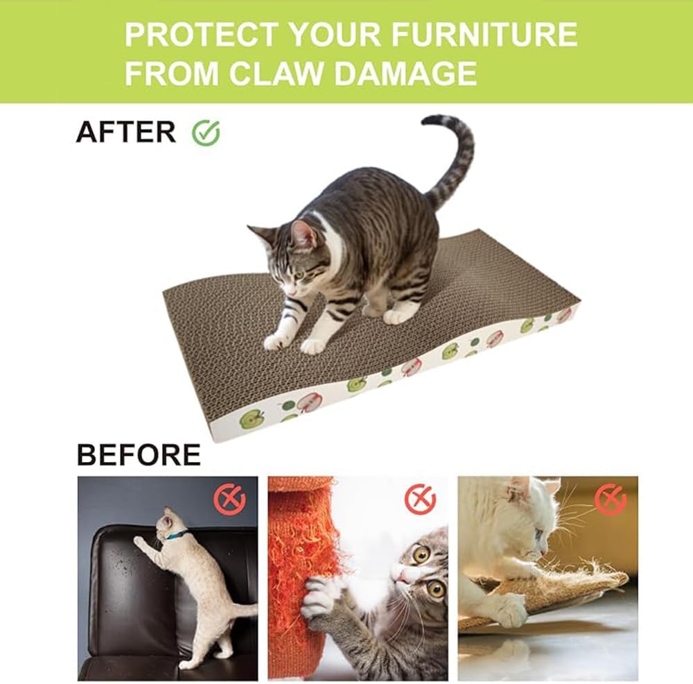 NeoStyle Cat Scratching Board, Indoor Cat Scratching Board with Catnip, Wear-resistant, Protect Furniture from Damage, Suitable for Cats(Wavy (2pcs))