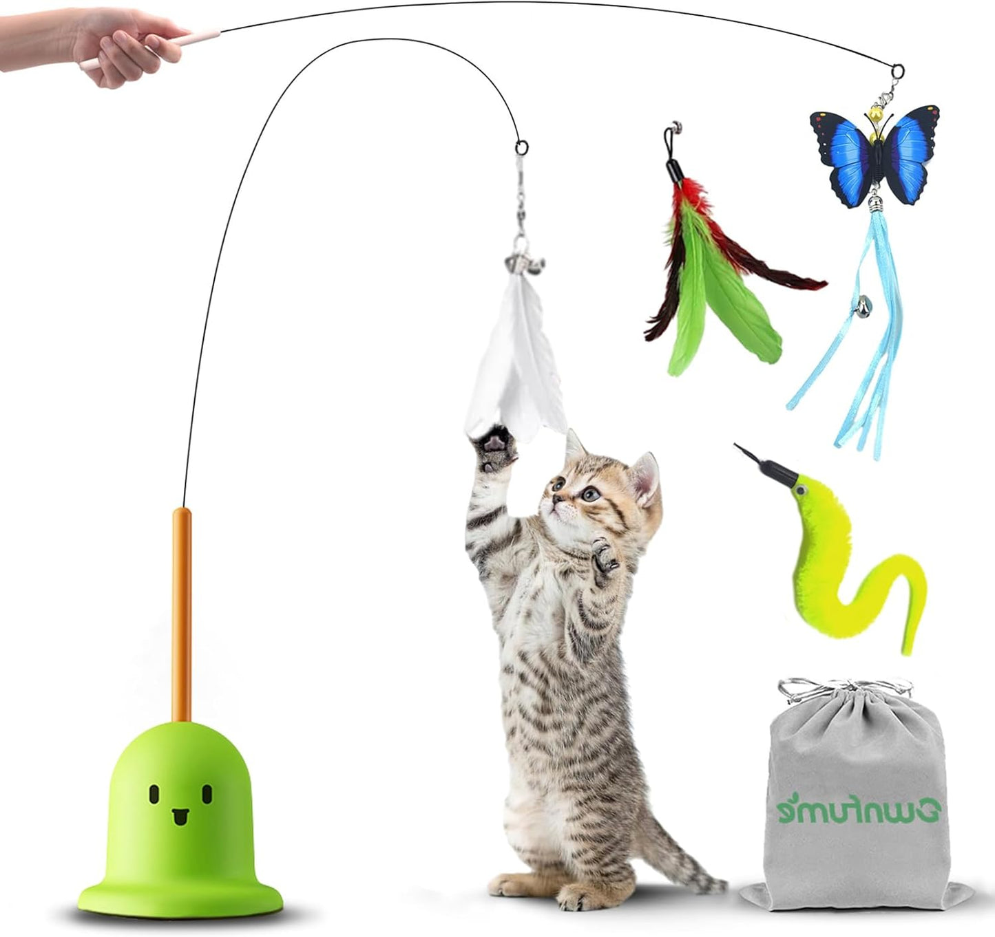 Ownfume 38 Pcs Cat Toys,Kitten Toys,Cat Toys Interactive Accessories for Indoor Cats,Cat Tunnel,Variety Teaser Wand with Feathers,Cat Toys for Kittens Biting,Catnip Fish,Mice,Balls for Cat Pet Lovers