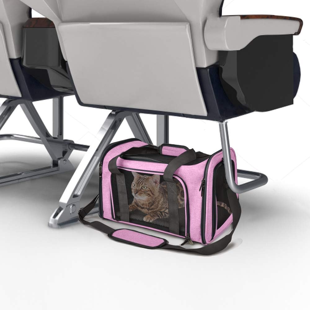 Henkelion Cat Carriers Dog Carrier Pet for Small Medium Cats Dogs Puppies up to 15 Lbs, TSA Airline Approved Soft Sided, Collapsible Travel Puppy - Black