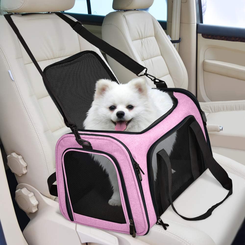 Henkelion Cat Carriers Dog Carrier Pet for Small Medium Cats Dogs Puppies up to 15 Lbs, TSA Airline Approved Soft Sided, Collapsible Travel Puppy - Black