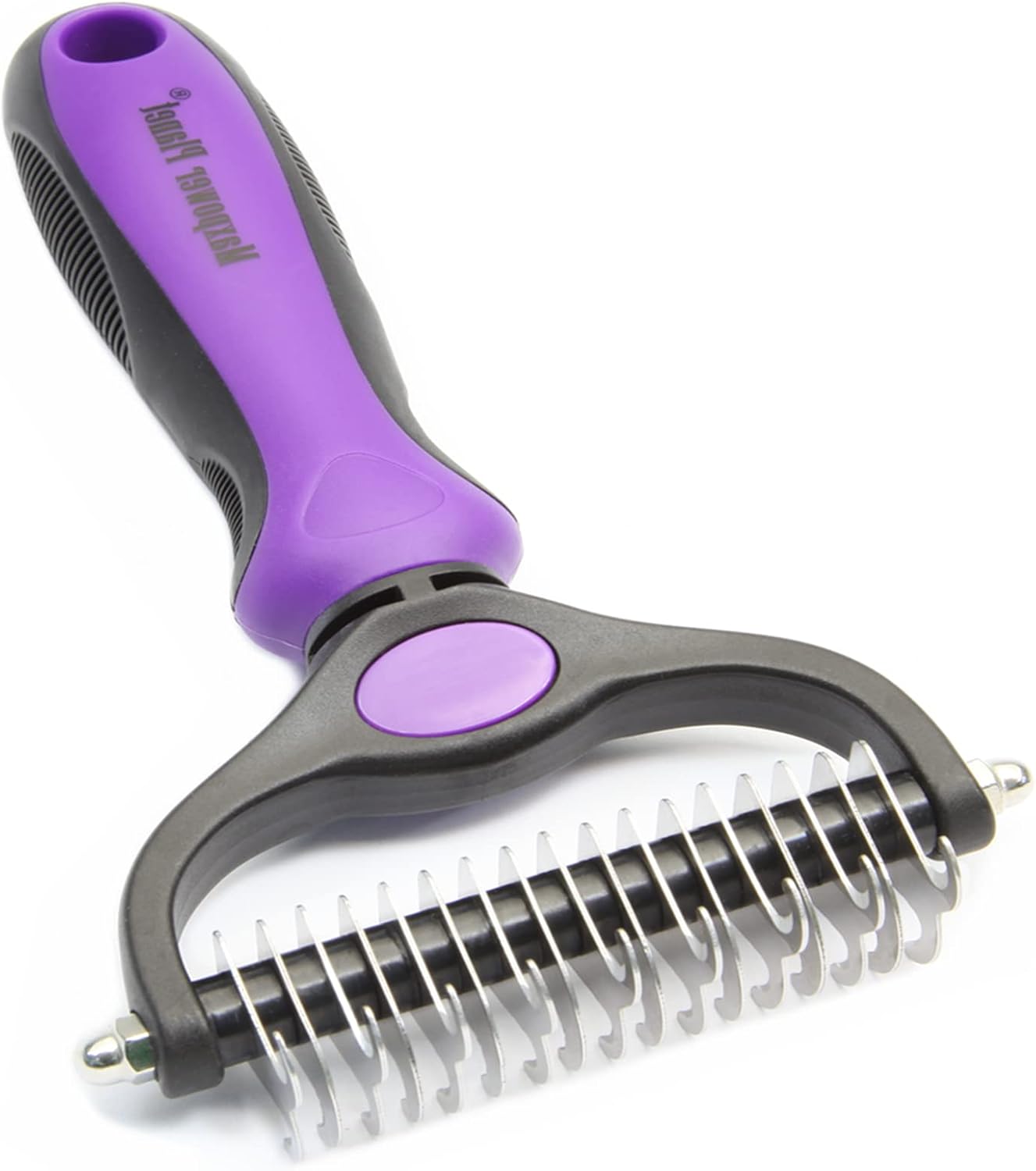 Maxpower Planet Pet Grooming Brush - Double Sided Shedding and Dematting Undercoat Rake Comb for Dogs and Cats,Extra Wide, Blue, Dog Grooming Brush, Dog Shedding Brush