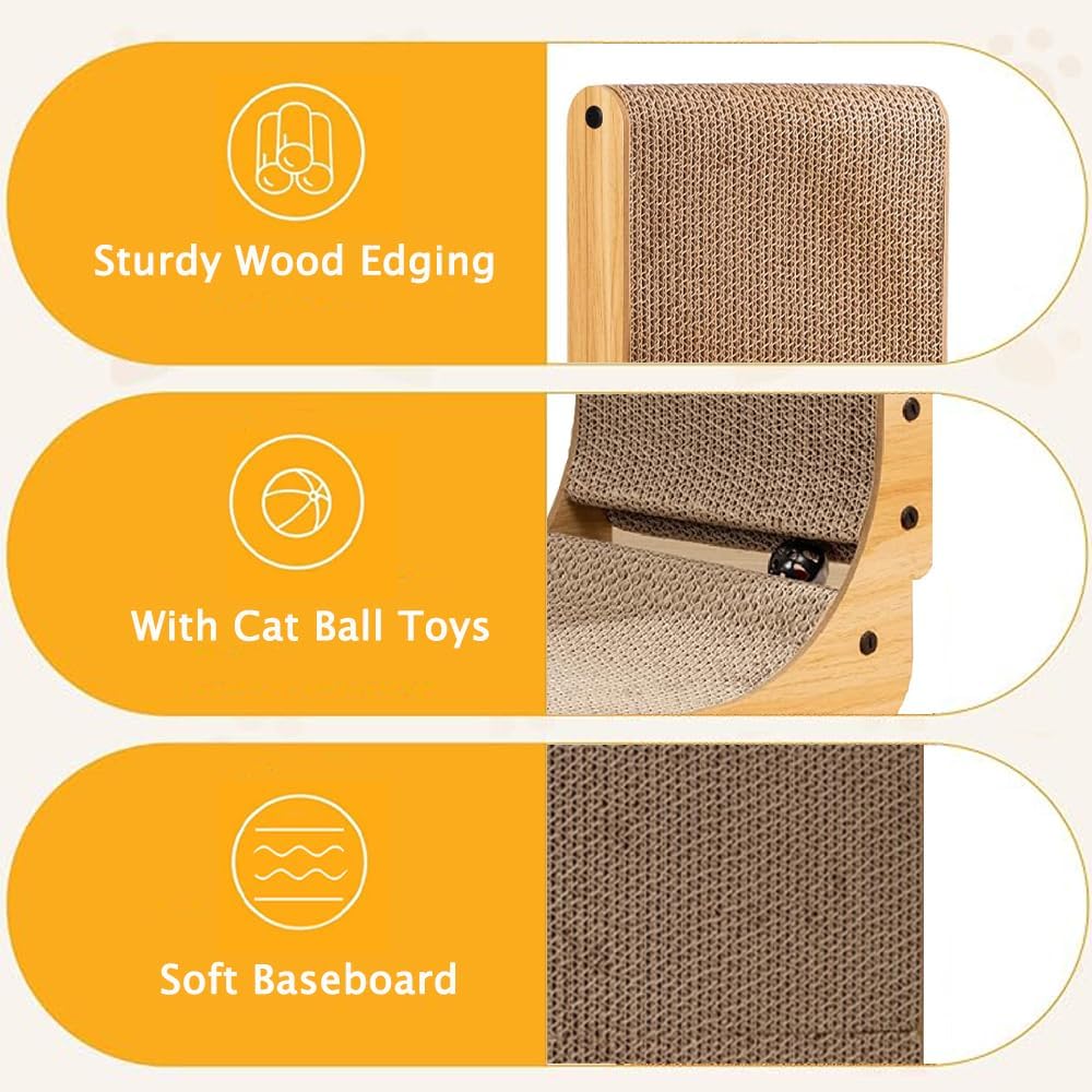 NeoStyle Cat Scratching Board, Indoor Cat Scratching Board with Catnip, Wear-resistant, Protect Furniture from Damage, Suitable for Cats(Wavy (2pcs))