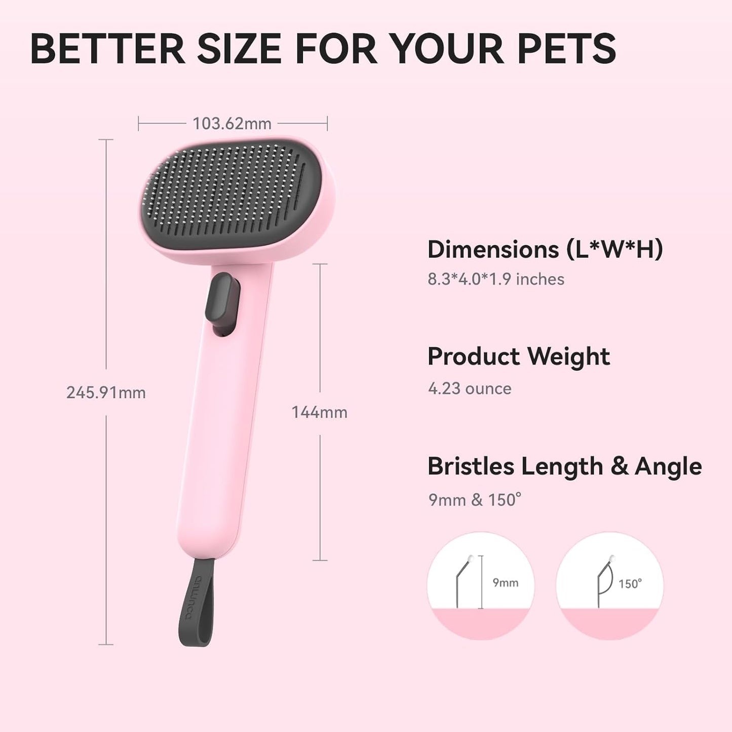 aumuca Cat Brush for Shedding and Grooming, Self Cleaning Slicker Brush for Short or Long Haired Cats, Pet Dog Hair Brush for Puppy Kitten Massage Removes Loose Undercoat, Mats, Tangled Hair, Shed Fur