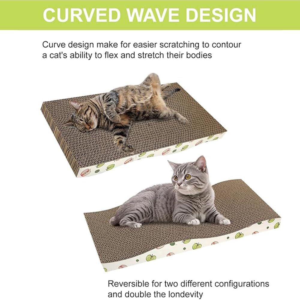 NeoStyle Cat Scratching Board, Indoor Cat Scratching Board with Catnip, Wear-resistant, Protect Furniture from Damage, Suitable for Cats(Wavy (2pcs))