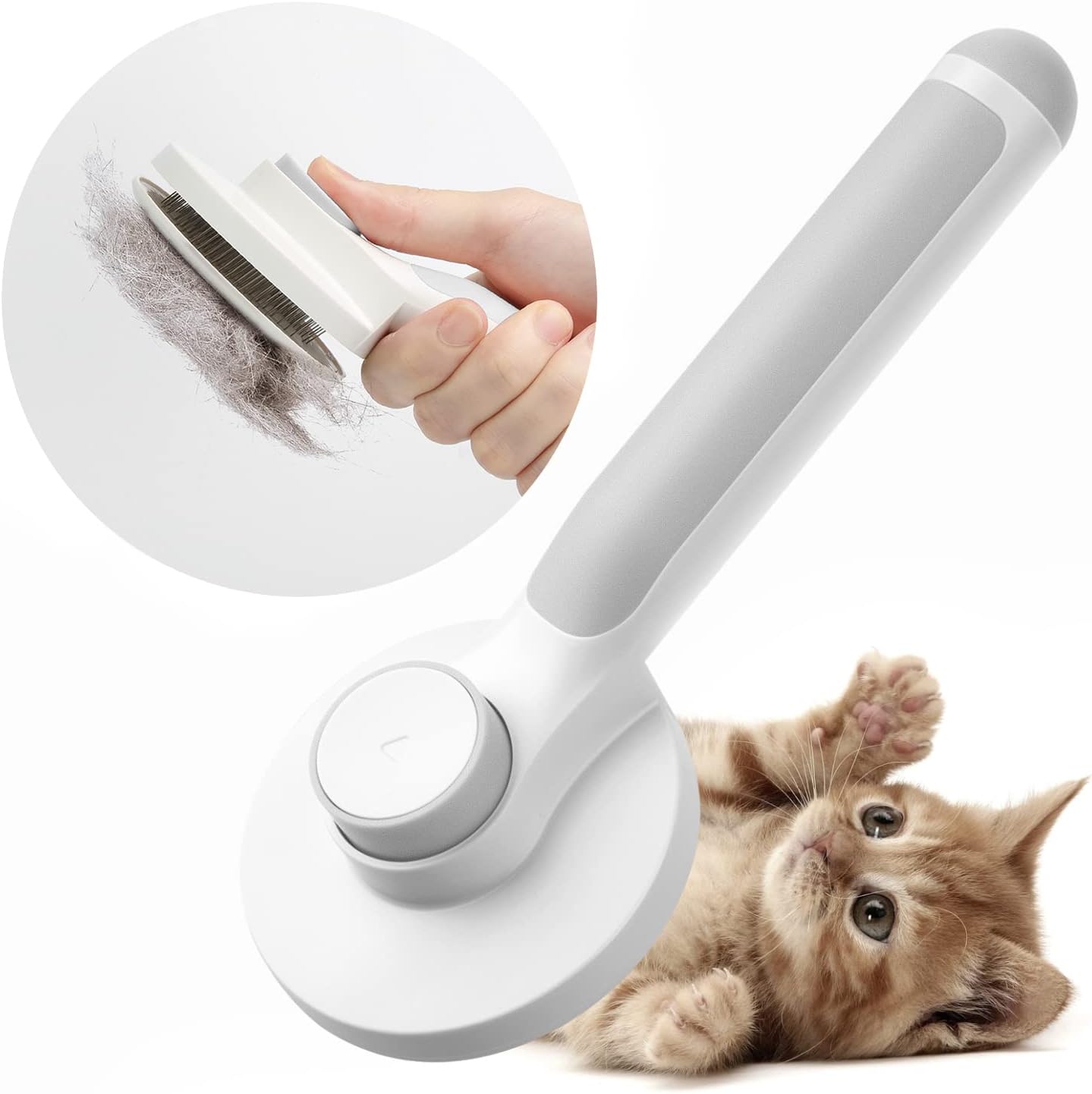 Baytion Pet Grooming Brush, Cats Dogs Brushes for Long Haired & Short Hair, Supple Stainless Steel Bristles Quick Cleaning of the Brush to Remove Tangles Dead Undercoat and Dirt