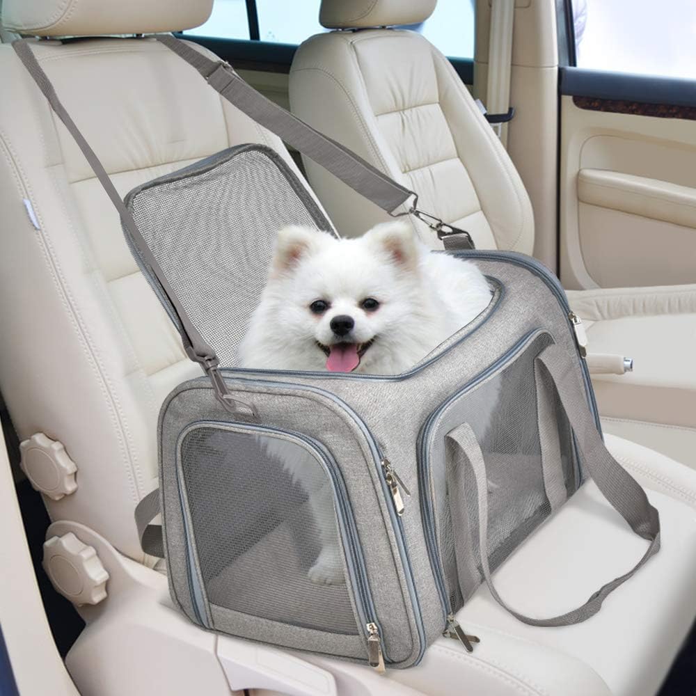 Henkelion Cat Carriers Dog Carrier Pet for Small Medium Cats Dogs Puppies up to 15 Lbs, TSA Airline Approved Soft Sided, Collapsible Travel Puppy - Black
