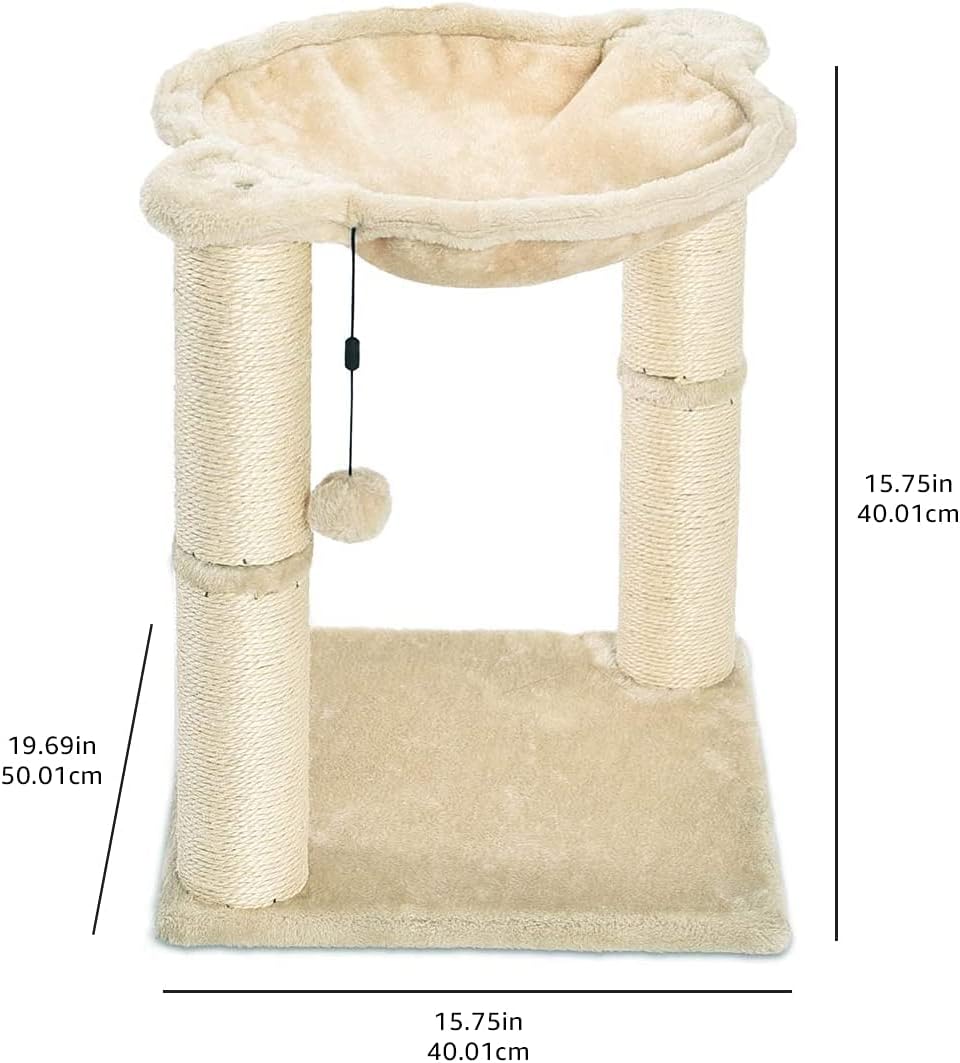 Amazon Basics Cat Tree Tower With Scratching Post And Hammock Bed for Indoor Cat - 40.6 x 51 x 40.6 Cenitmeters, Grey