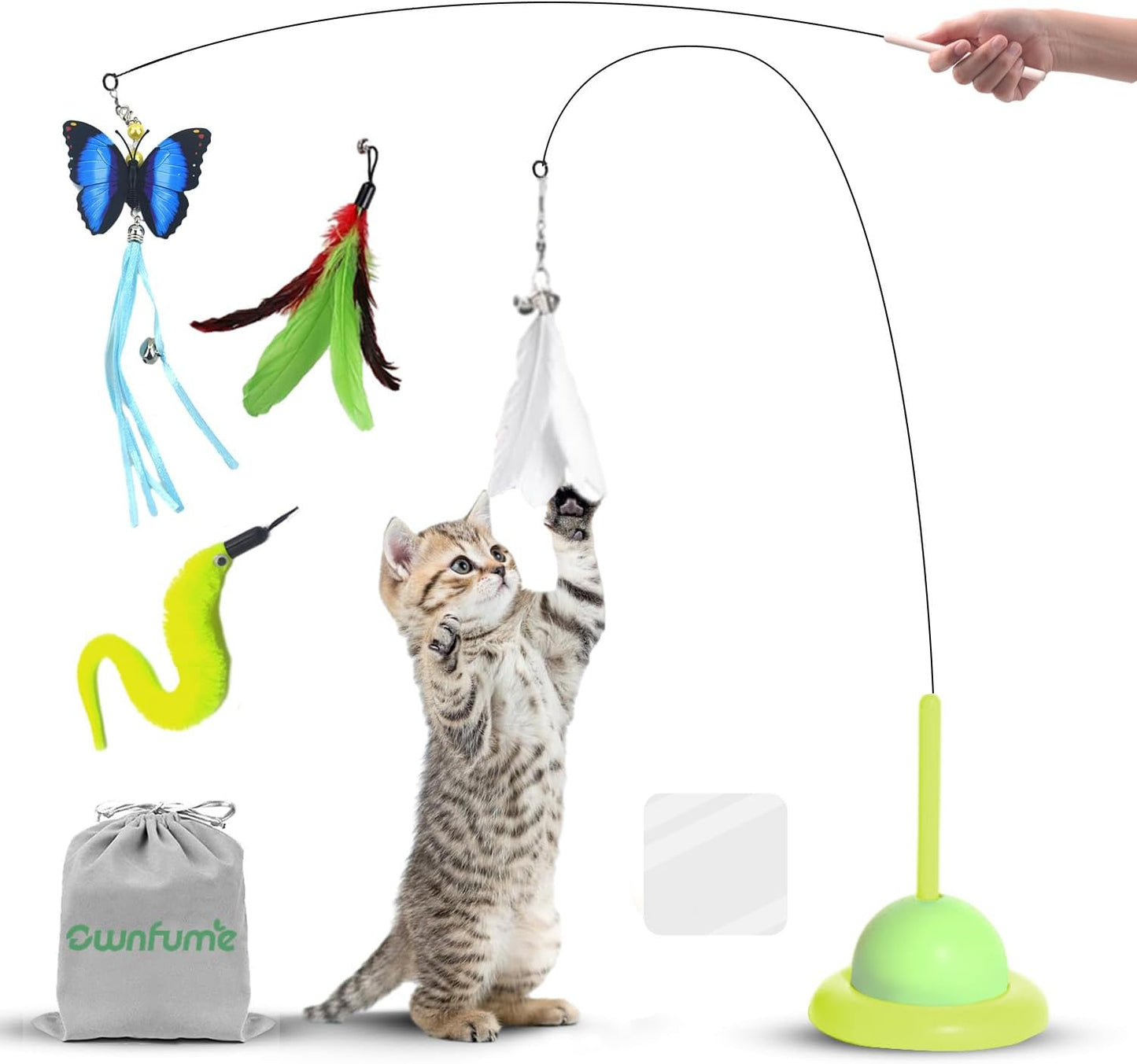Ownfume 38 Pcs Cat Toys,Kitten Toys,Cat Toys Interactive Accessories for Indoor Cats,Cat Tunnel,Variety Teaser Wand with Feathers,Cat Toys for Kittens Biting,Catnip Fish,Mice,Balls for Cat Pet Lovers
