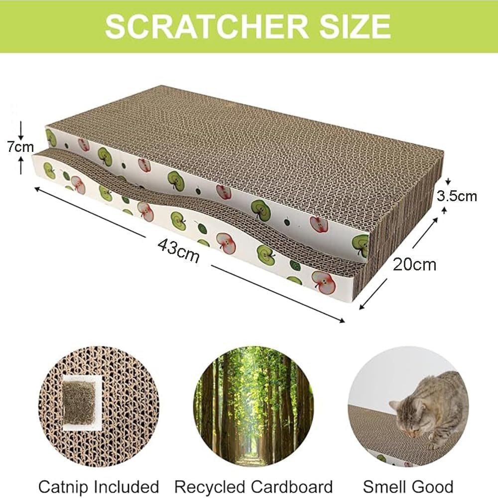 NeoStyle Cat Scratching Board, Indoor Cat Scratching Board with Catnip, Wear-resistant, Protect Furniture from Damage, Suitable for Cats(Wavy (2pcs))