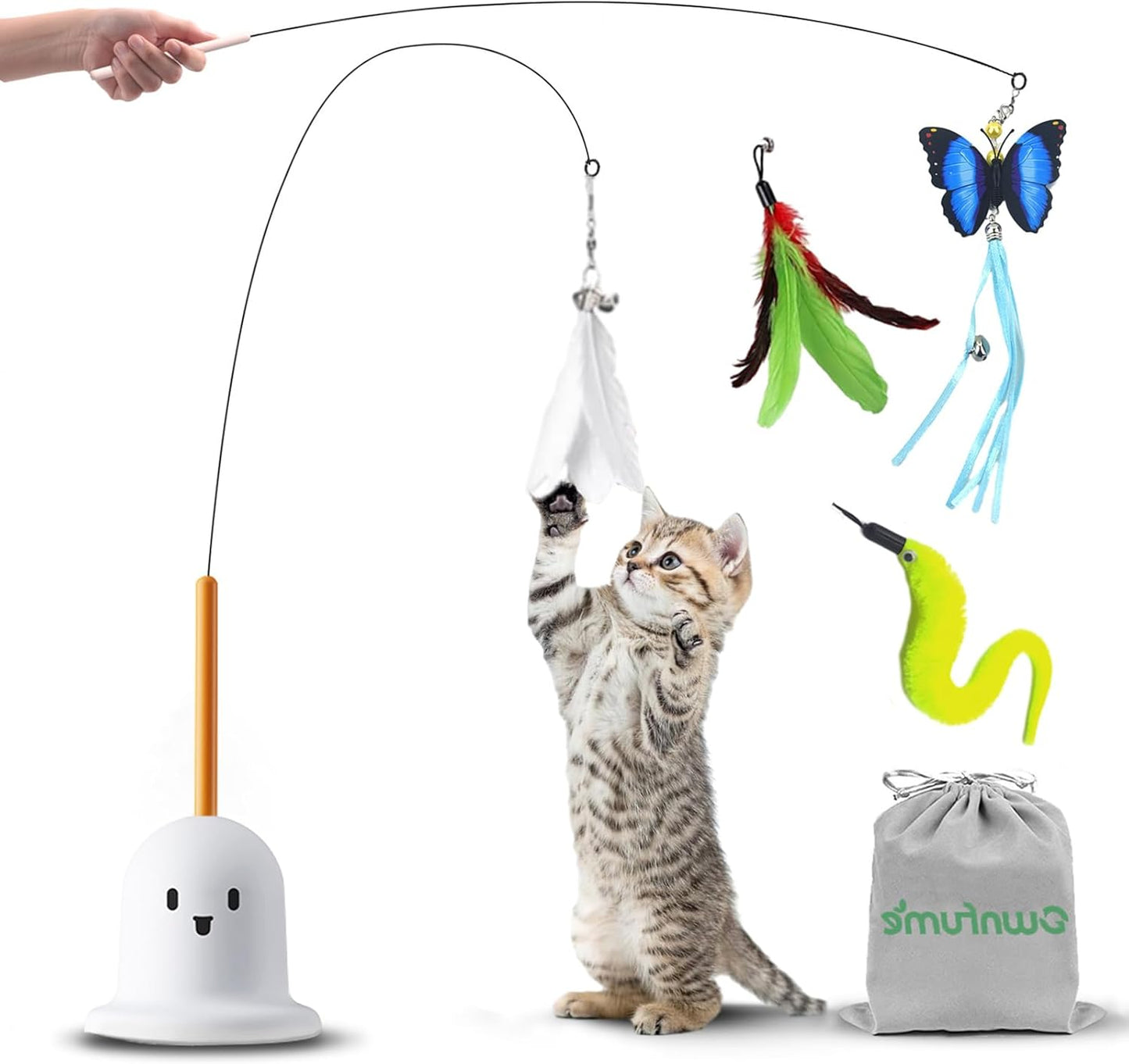 Ownfume 38 Pcs Cat Toys,Kitten Toys,Cat Toys Interactive Accessories for Indoor Cats,Cat Tunnel,Variety Teaser Wand with Feathers,Cat Toys for Kittens Biting,Catnip Fish,Mice,Balls for Cat Pet Lovers