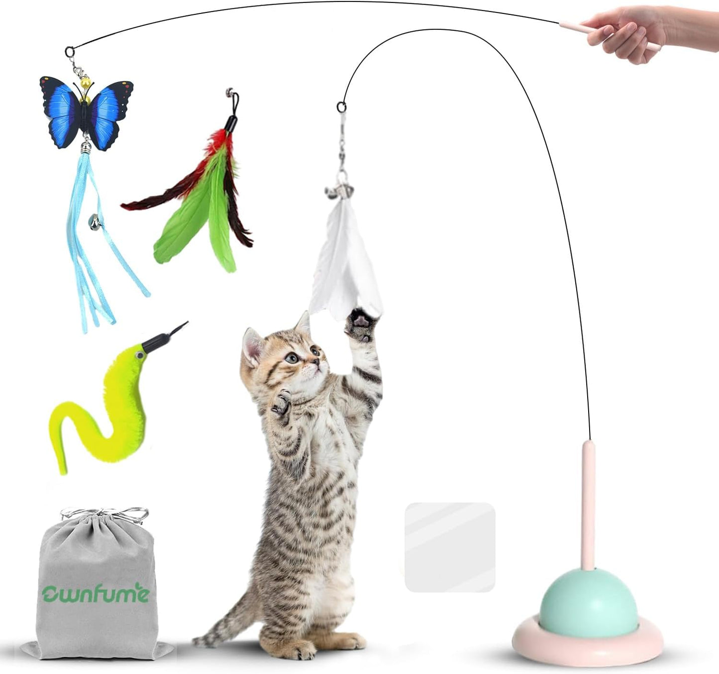 Ownfume 38 Pcs Cat Toys,Kitten Toys,Cat Toys Interactive Accessories for Indoor Cats,Cat Tunnel,Variety Teaser Wand with Feathers,Cat Toys for Kittens Biting,Catnip Fish,Mice,Balls for Cat Pet Lovers