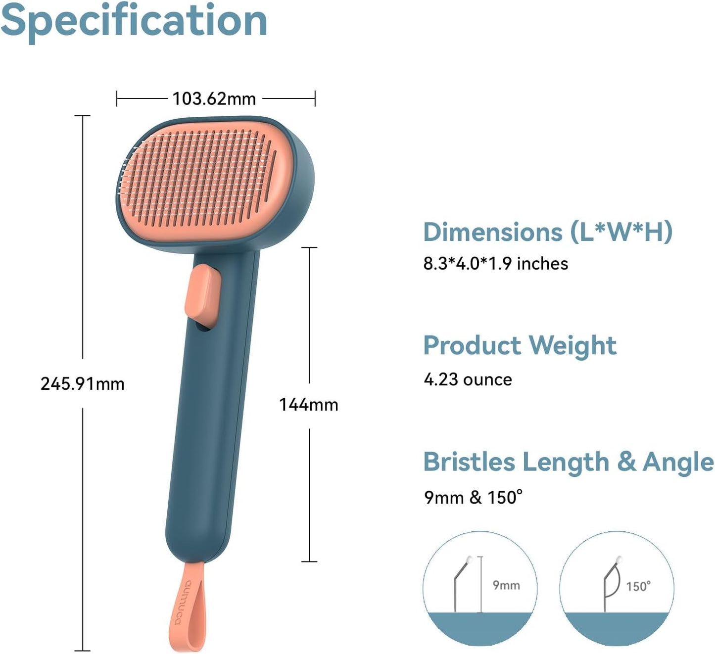 aumuca Cat Brush for Shedding and Grooming, Self Cleaning Slicker Brush for Short or Long Haired Cats, Pet Dog Hair Brush for Puppy Kitten Massage Removes Loose Undercoat, Mats, Tangled Hair, Shed Fur