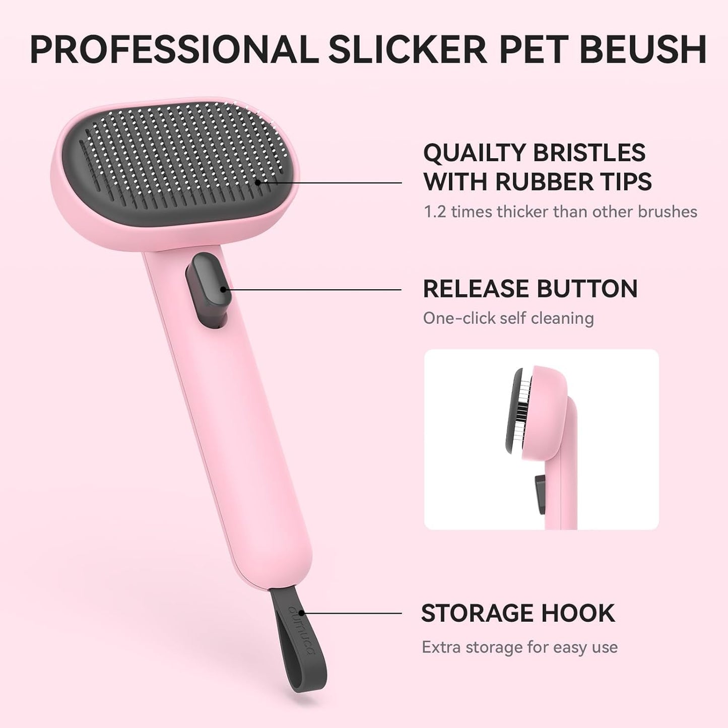 aumuca Cat Brush for Shedding and Grooming, Self Cleaning Slicker Brush for Short or Long Haired Cats, Pet Dog Hair Brush for Puppy Kitten Massage Removes Loose Undercoat, Mats, Tangled Hair, Shed Fur