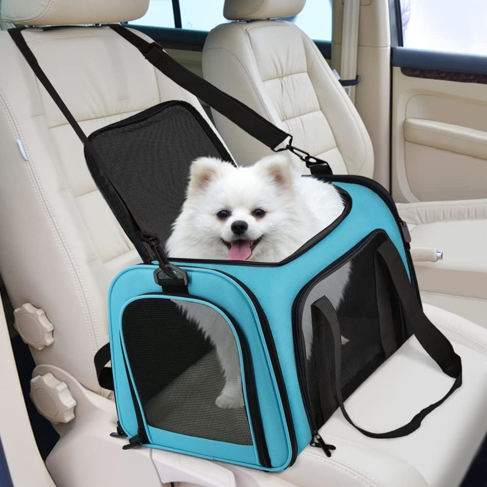 Henkelion Cat Carriers Dog Carrier Pet for Small Medium Cats Dogs Puppies up to 15 Lbs, TSA Airline Approved Soft Sided, Collapsible Travel Puppy - Black