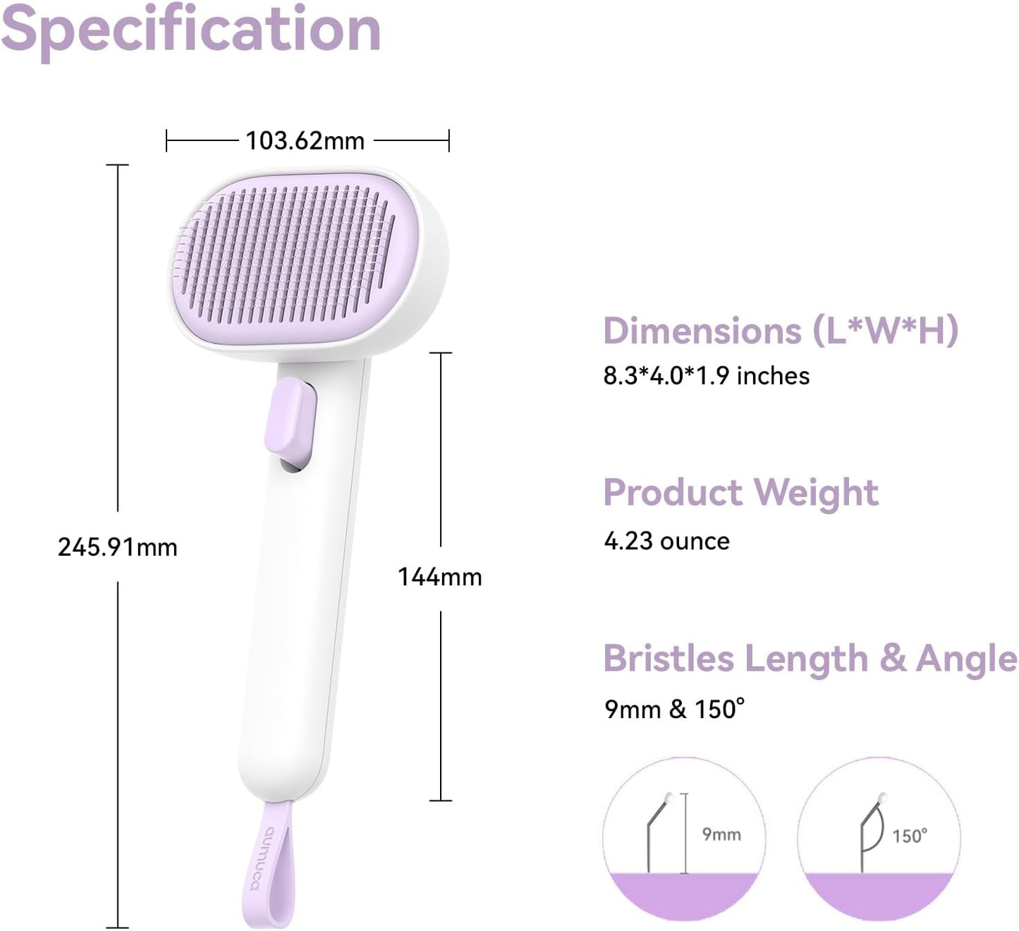 aumuca Cat Brush for Shedding and Grooming, Self Cleaning Slicker Brush for Short or Long Haired Cats, Pet Dog Hair Brush for Puppy Kitten Massage Removes Loose Undercoat, Mats, Tangled Hair, Shed Fur