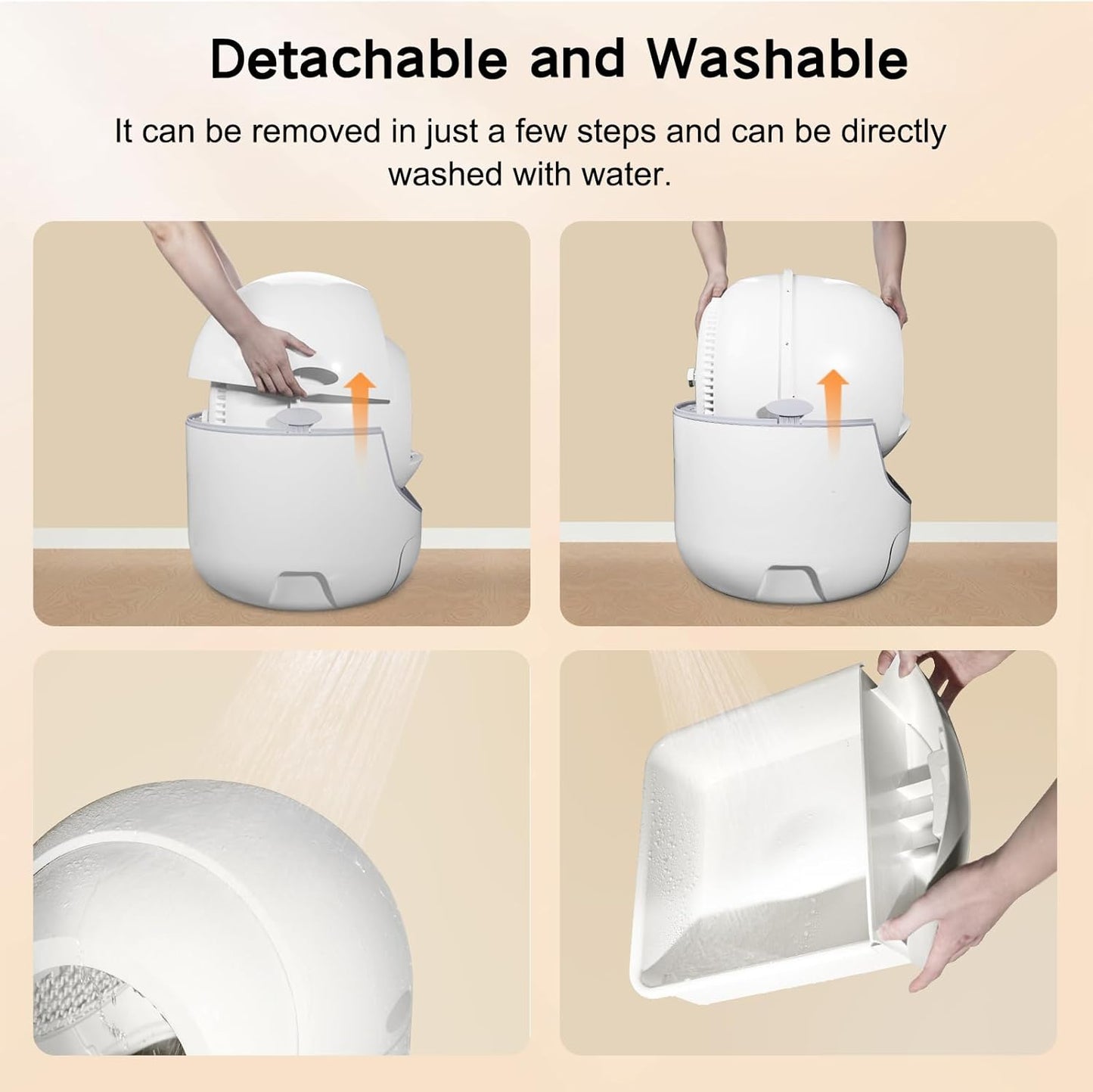 BCHARYA Cleanpethome Self Cleaning Cat Litter Box, Automatic Cat Litter Box with APP Control Odor Removal Safety Protection for Multiple Cats, AUTOCLEAN-1, White