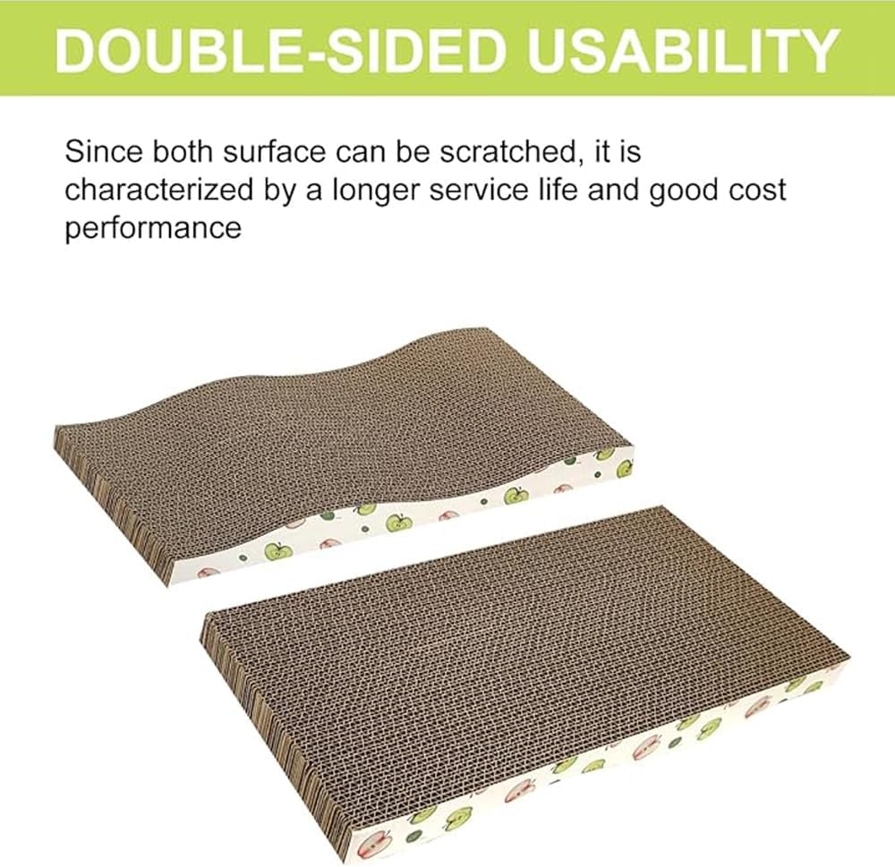 NeoStyle Cat Scratching Board, Indoor Cat Scratching Board with Catnip, Wear-resistant, Protect Furniture from Damage, Suitable for Cats(Wavy (2pcs))
