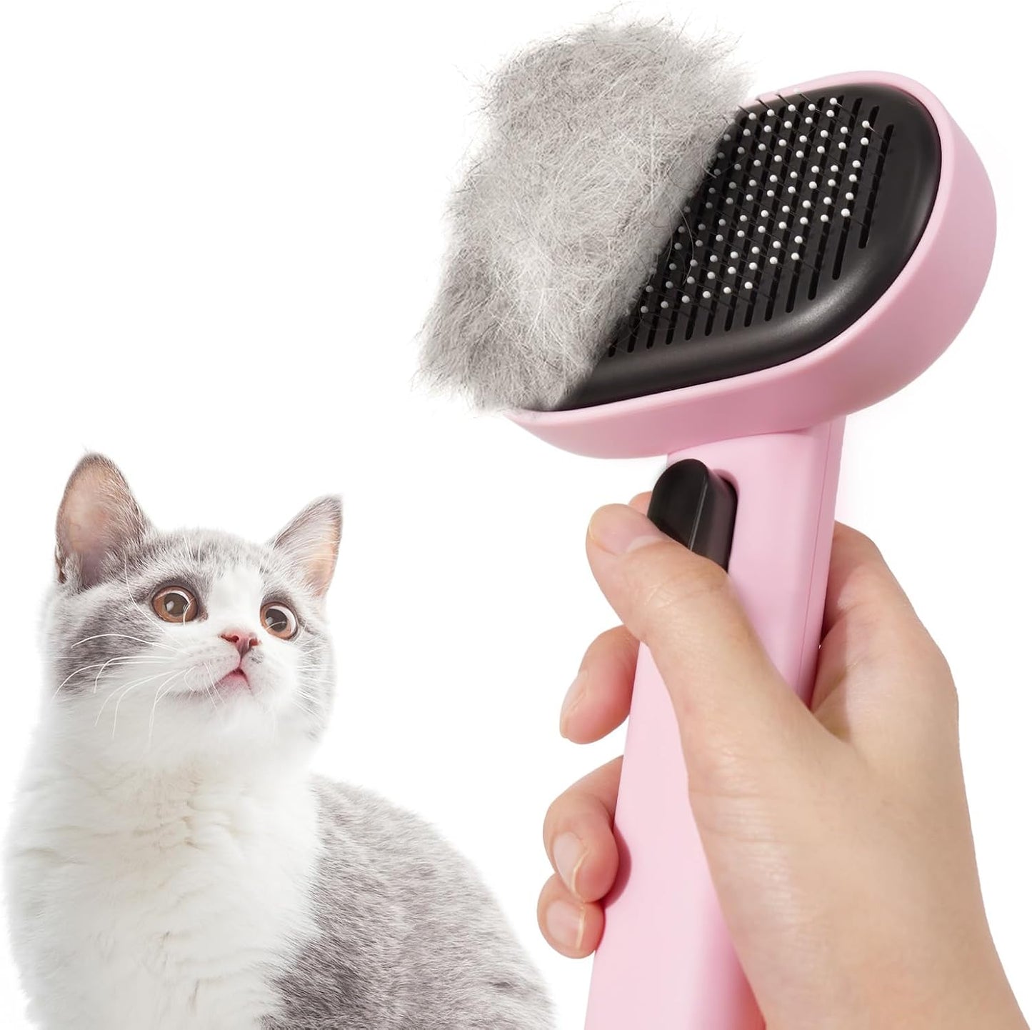 aumuca Cat Brush for Shedding and Grooming, Self Cleaning Slicker Brush for Short or Long Haired Cats, Pet Dog Hair Brush for Puppy Kitten Massage Removes Loose Undercoat, Mats, Tangled Hair, Shed Fur