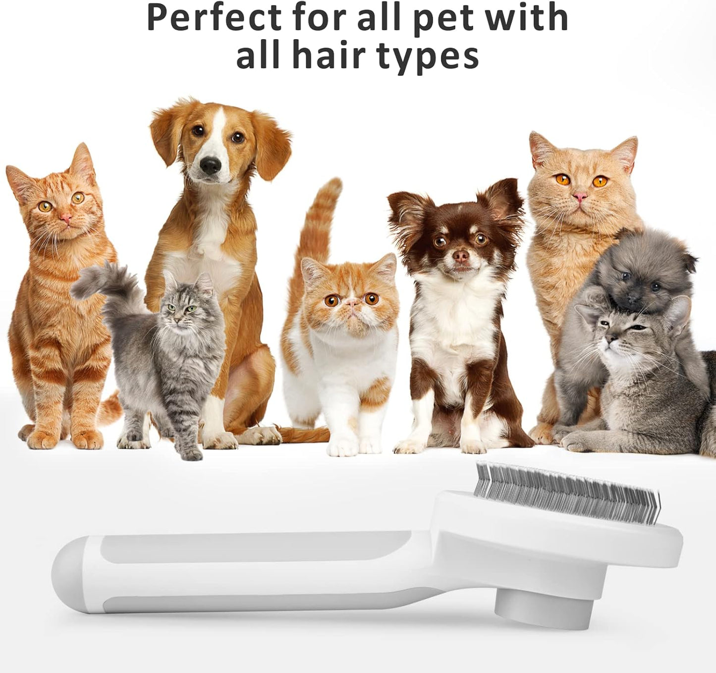 Baytion Pet Grooming Brush, Cats Dogs Brushes for Long Haired & Short Hair, Supple Stainless Steel Bristles Quick Cleaning of the Brush to Remove Tangles Dead Undercoat and Dirt