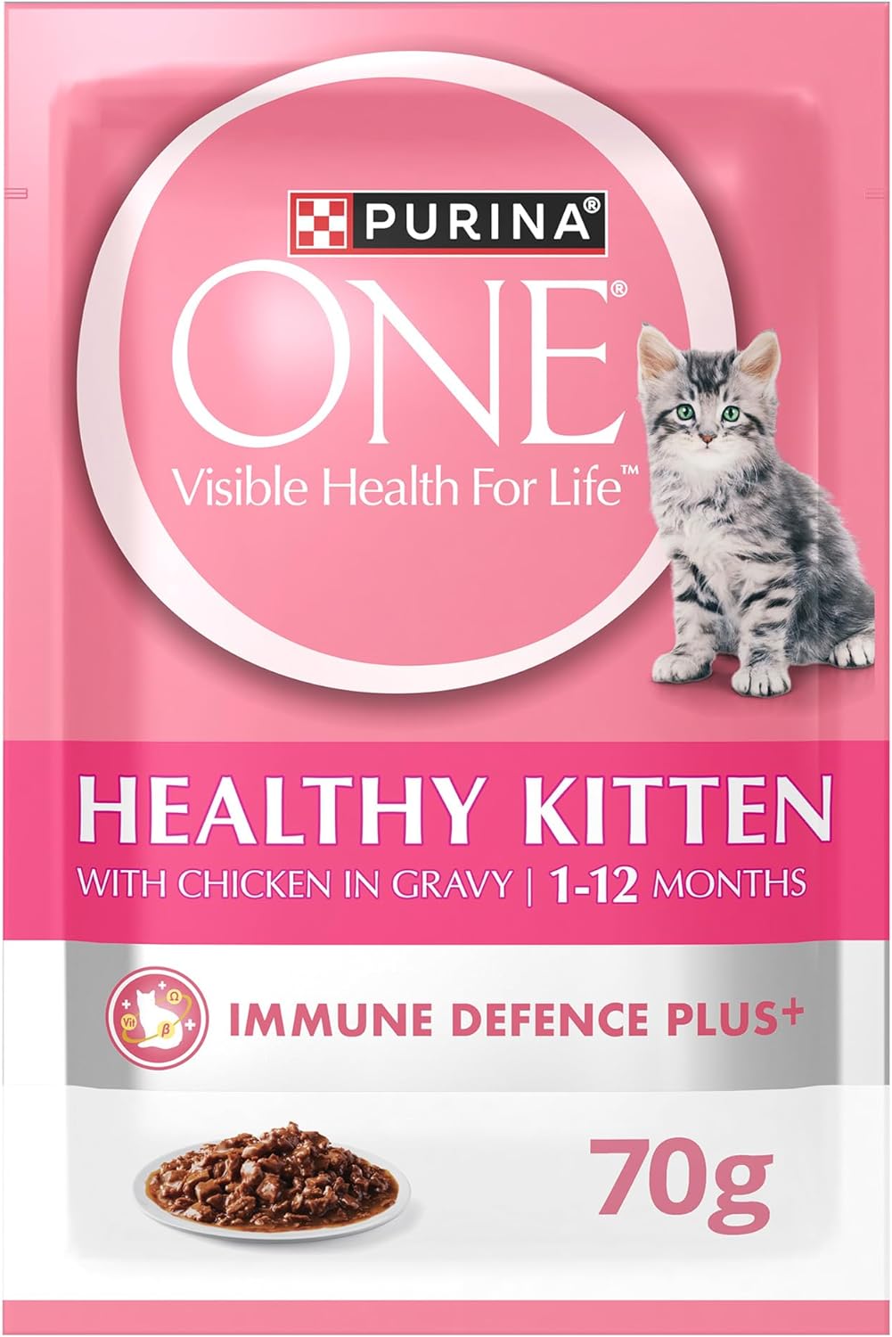 PURINA ONE Wet Healthy Kitten with Chicken 70g (Pack of 12)