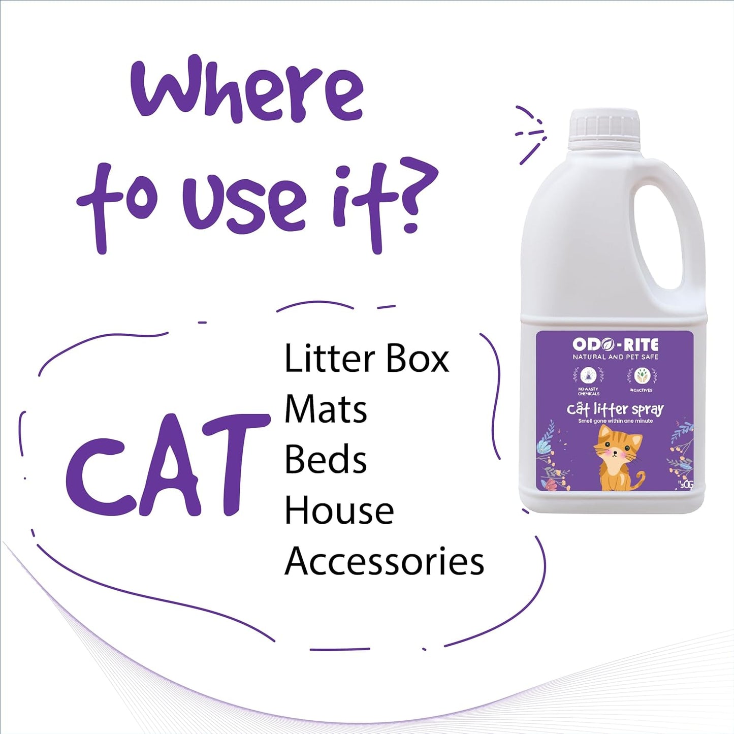 ODO-RITE Cat Litter Spray, Odour Eliminator (175 ml) Removes Smell from Litter Box