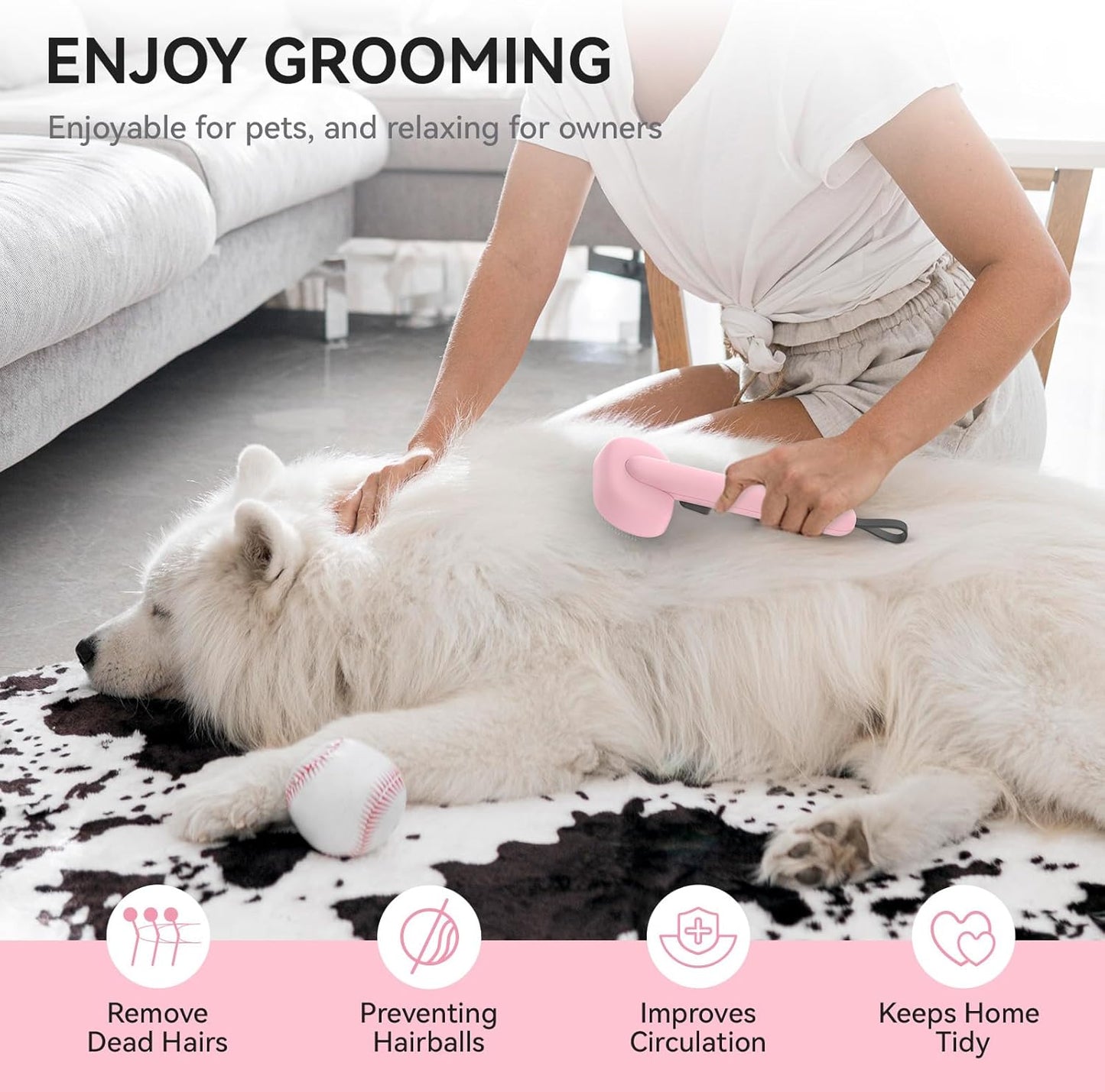 aumuca Cat Brush for Shedding and Grooming, Self Cleaning Slicker Brush for Short or Long Haired Cats, Pet Dog Hair Brush for Puppy Kitten Massage Removes Loose Undercoat, Mats, Tangled Hair, Shed Fur