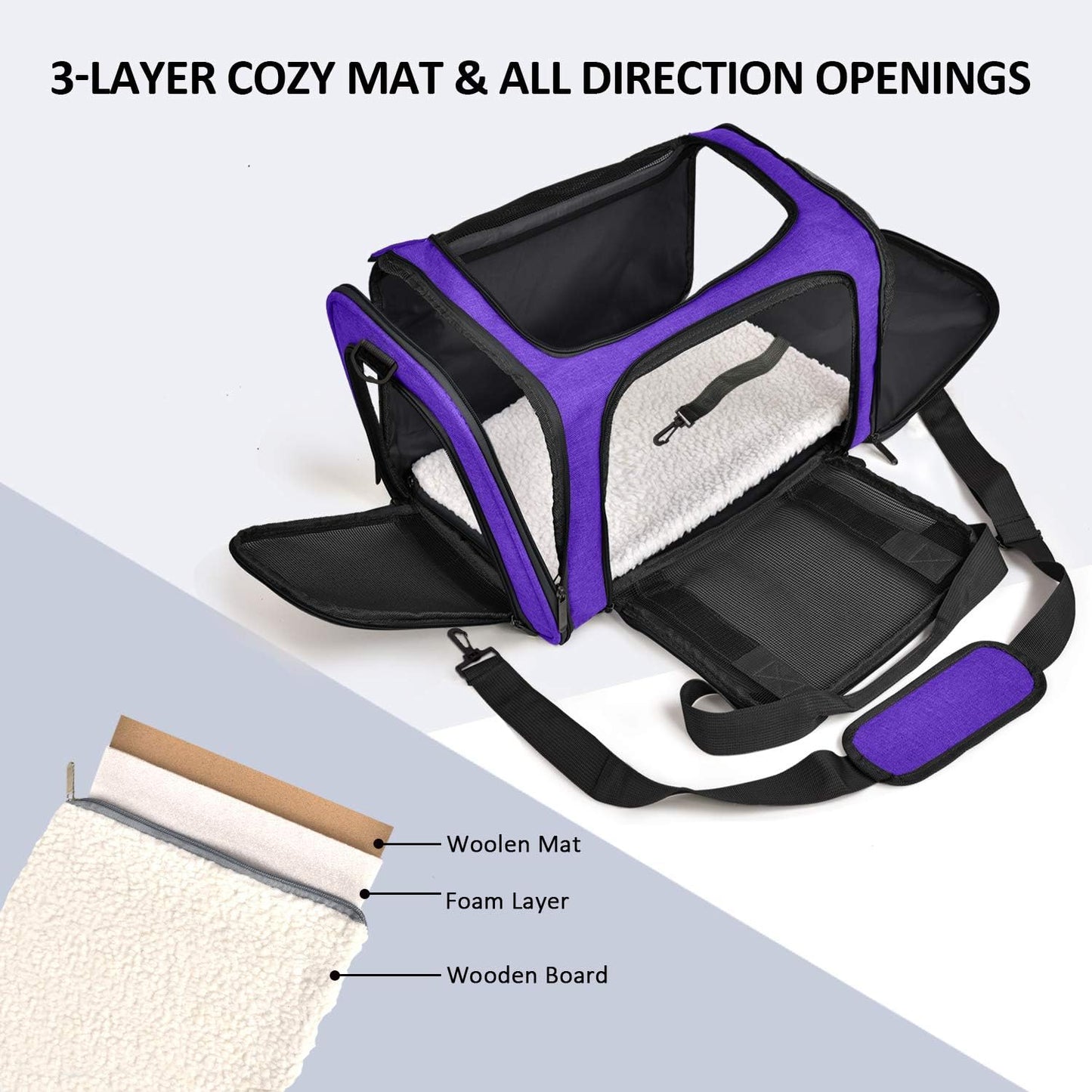 Henkelion Cat Carriers Dog Carrier Pet for Small Medium Cats Dogs Puppies up to 15 Lbs, TSA Airline Approved Soft Sided, Collapsible Travel Puppy - Black