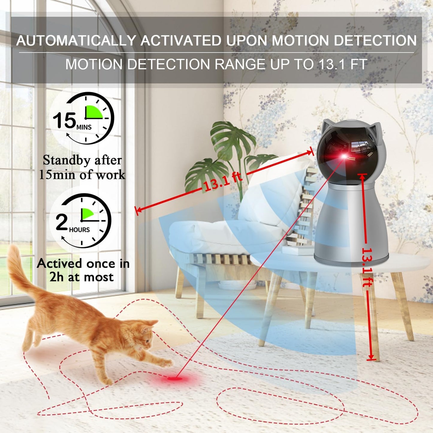 YVE LIFE Laser Cat Toys for Indoor Cats,The 4th Generation Real Random Trajectory Motion Activated Rechargeable Automatic Cat Laser Toy,Interactive Cat Toys for Bored Indoor Adult