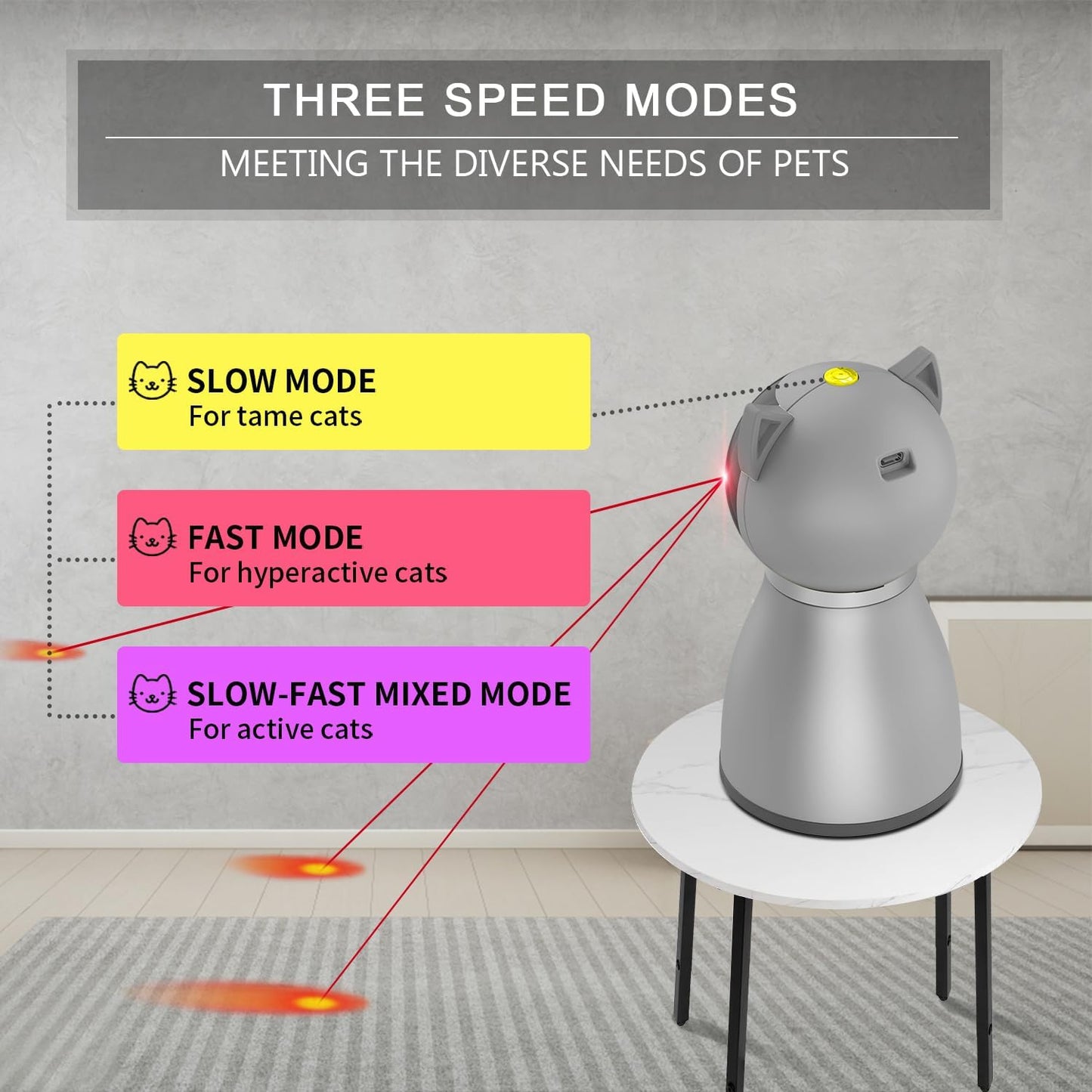 YVE LIFE Laser Cat Toys for Indoor Cats,The 4th Generation Real Random Trajectory Motion Activated Rechargeable Automatic Cat Laser Toy,Interactive Cat Toys for Bored Indoor Adult