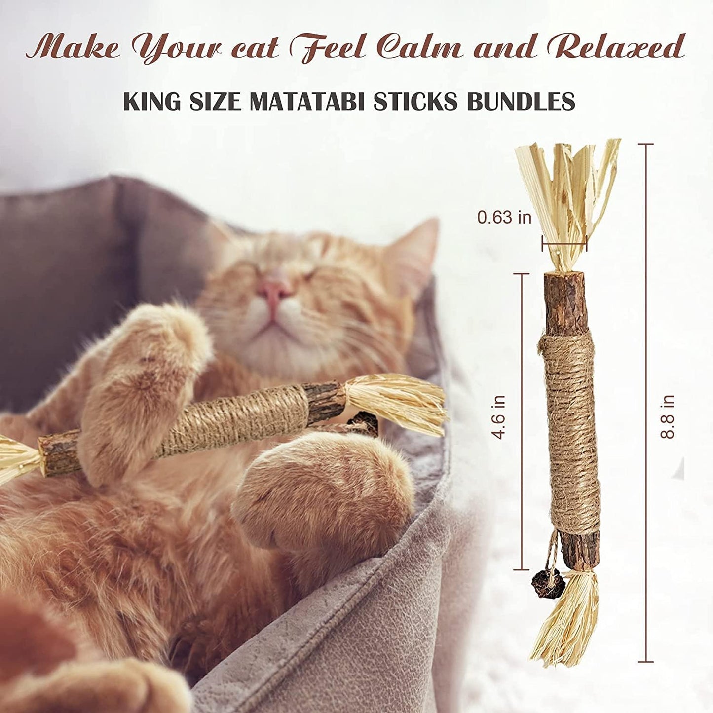 Sawanork 3 PCS Cat Chew Toys, Kitten Chew Sticks for Aggressive Chewers, Silvervine Chew Stick Toy, Large Size Catnip Toys