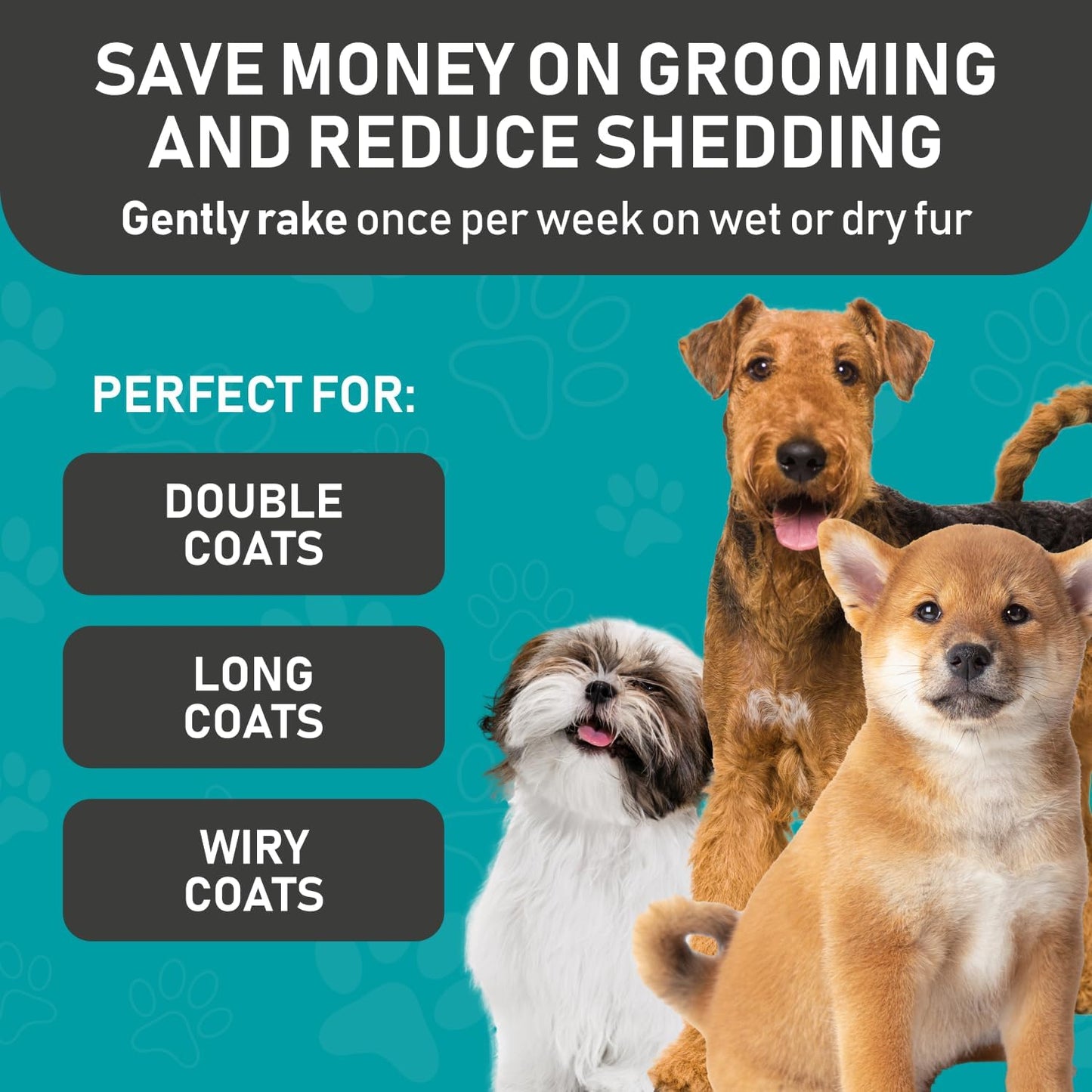 Maxpower Planet Pet Grooming Brush - Double Sided Shedding and Dematting Undercoat Rake Comb for Dogs and Cats,Extra Wide, Blue, Dog Grooming Brush, Dog Shedding Brush