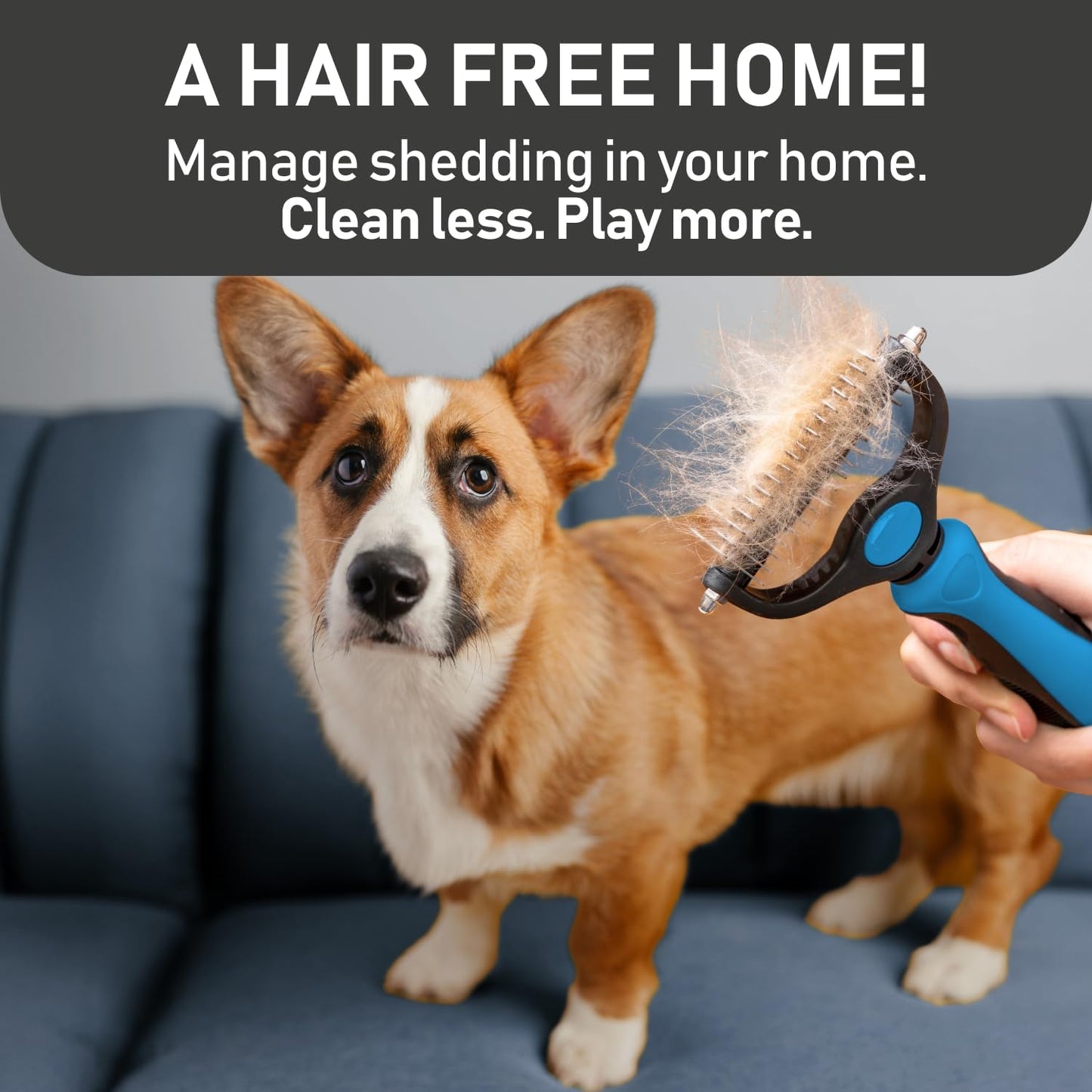 Maxpower Planet Pet Grooming Brush - Double Sided Shedding and Dematting Undercoat Rake Comb for Dogs and Cats,Extra Wide, Blue, Dog Grooming Brush, Dog Shedding Brush