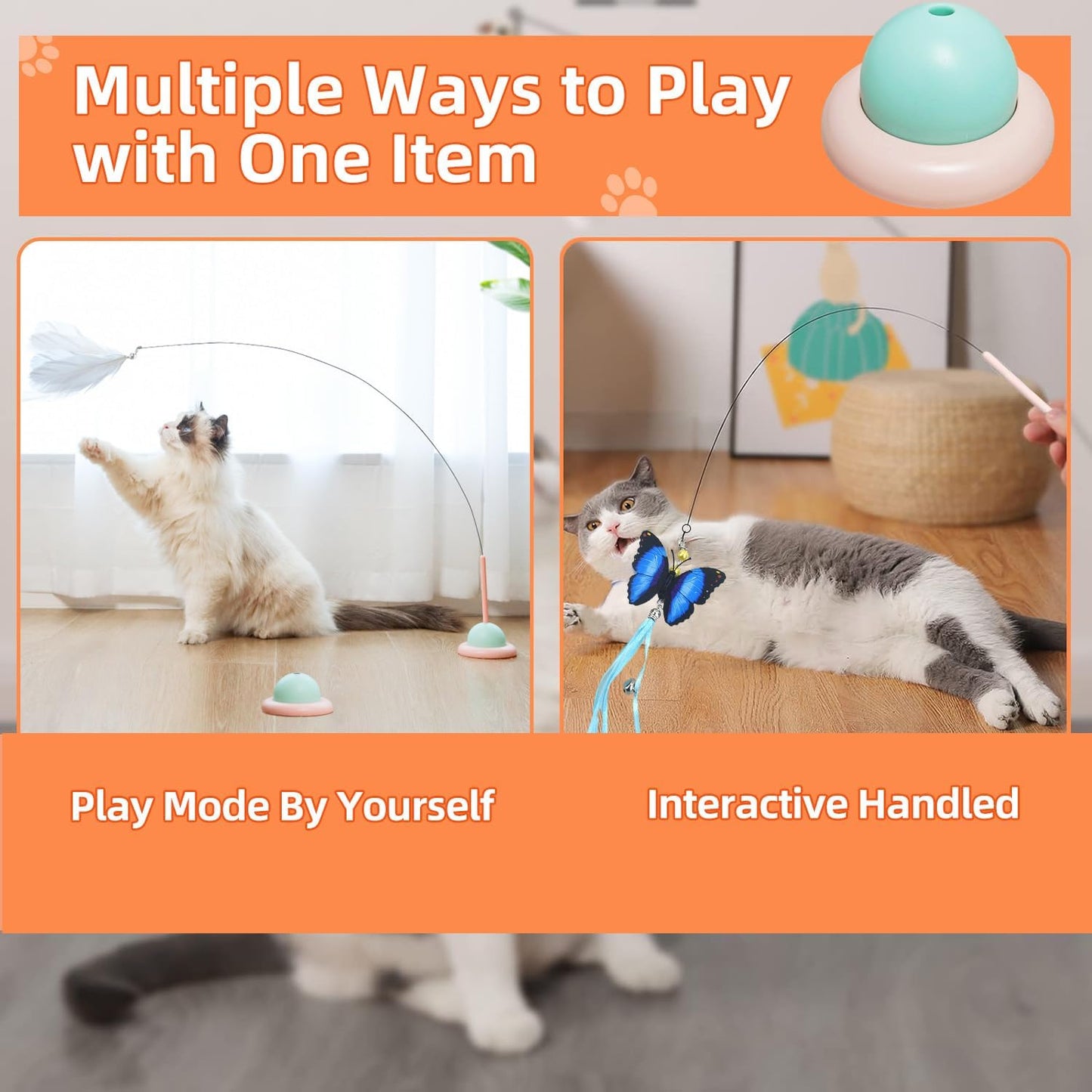 Ownfume 38 Pcs Cat Toys,Kitten Toys,Cat Toys Interactive Accessories for Indoor Cats,Cat Tunnel,Variety Teaser Wand with Feathers,Cat Toys for Kittens Biting,Catnip Fish,Mice,Balls for Cat Pet Lovers