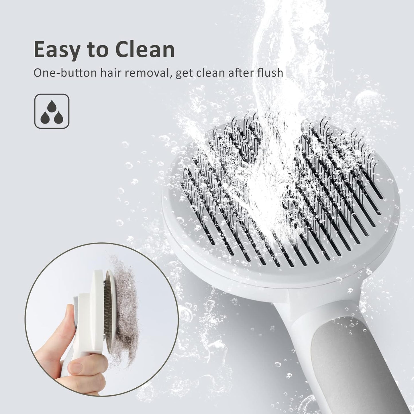 Baytion Pet Grooming Brush, Cats Dogs Brushes for Long Haired & Short Hair, Supple Stainless Steel Bristles Quick Cleaning of the Brush to Remove Tangles Dead Undercoat and Dirt