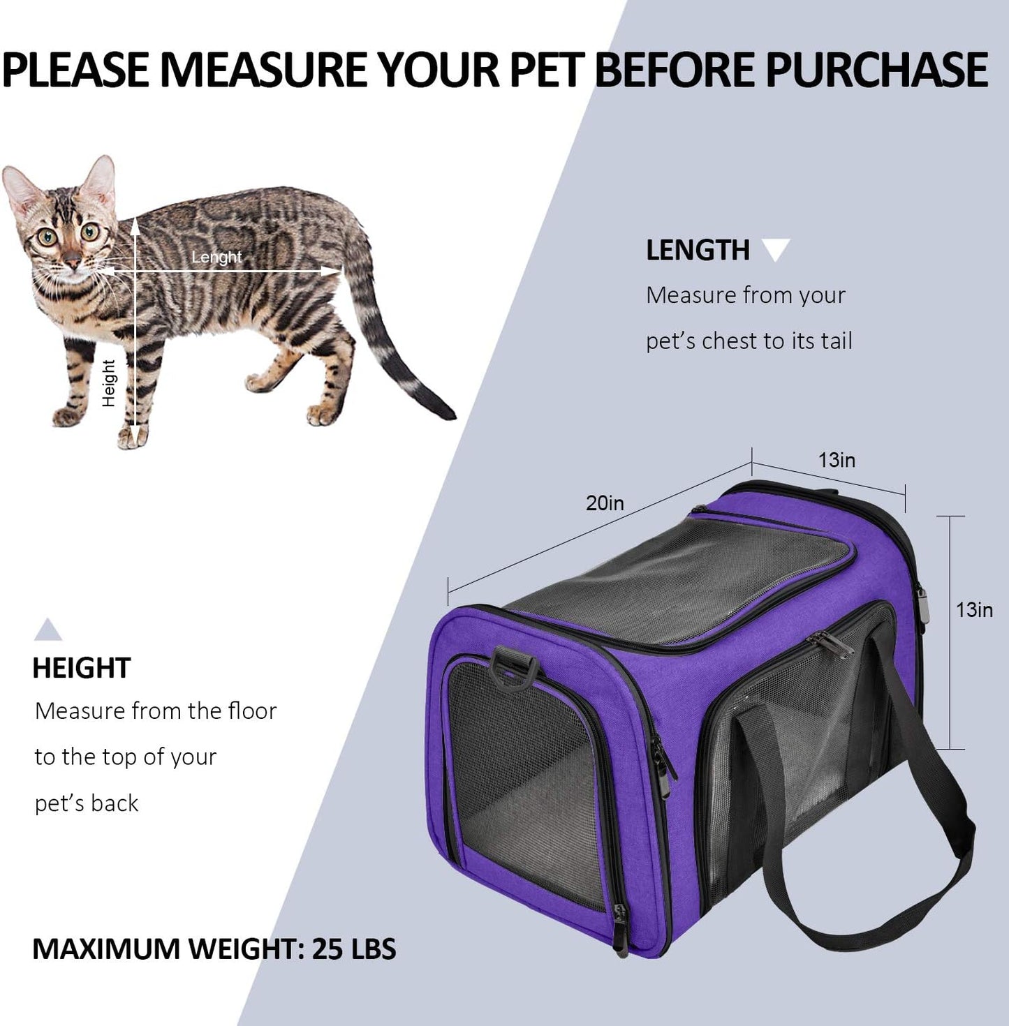 Henkelion Cat Carriers Dog Carrier Pet for Small Medium Cats Dogs Puppies up to 15 Lbs, TSA Airline Approved Soft Sided, Collapsible Travel Puppy - Black