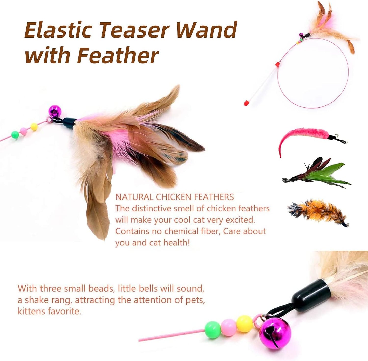 Ownfume 38 Pcs Cat Toys,Kitten Toys,Cat Toys Interactive Accessories for Indoor Cats,Cat Tunnel,Variety Teaser Wand with Feathers,Cat Toys for Kittens Biting,Catnip Fish,Mice,Balls for Cat Pet Lovers