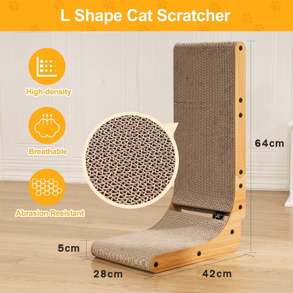 NeoStyle Cat Scratching Board, Indoor Cat Scratching Board with Catnip, Wear-resistant, Protect Furniture from Damage, Suitable for Cats(Wavy (2pcs))