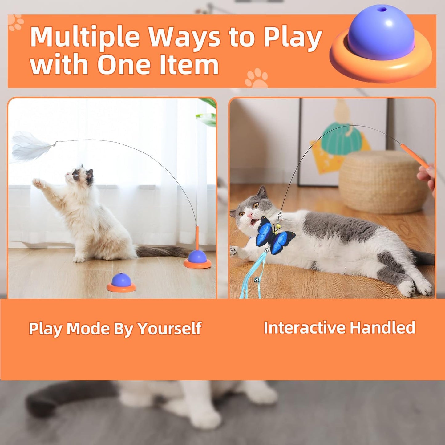 Ownfume 38 Pcs Cat Toys,Kitten Toys,Cat Toys Interactive Accessories for Indoor Cats,Cat Tunnel,Variety Teaser Wand with Feathers,Cat Toys for Kittens Biting,Catnip Fish,Mice,Balls for Cat Pet Lovers