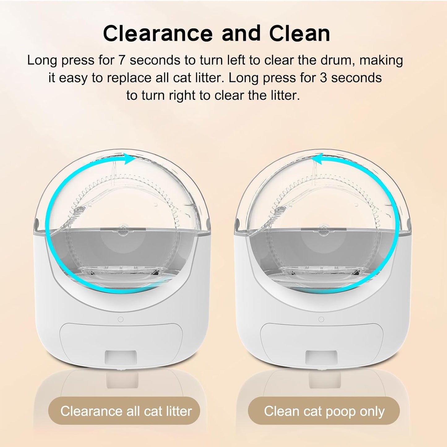 BCHARYA Cleanpethome Self Cleaning Cat Litter Box, Automatic Cat Litter Box with APP Control Odor Removal Safety Protection for Multiple Cats, AUTOCLEAN-1, White