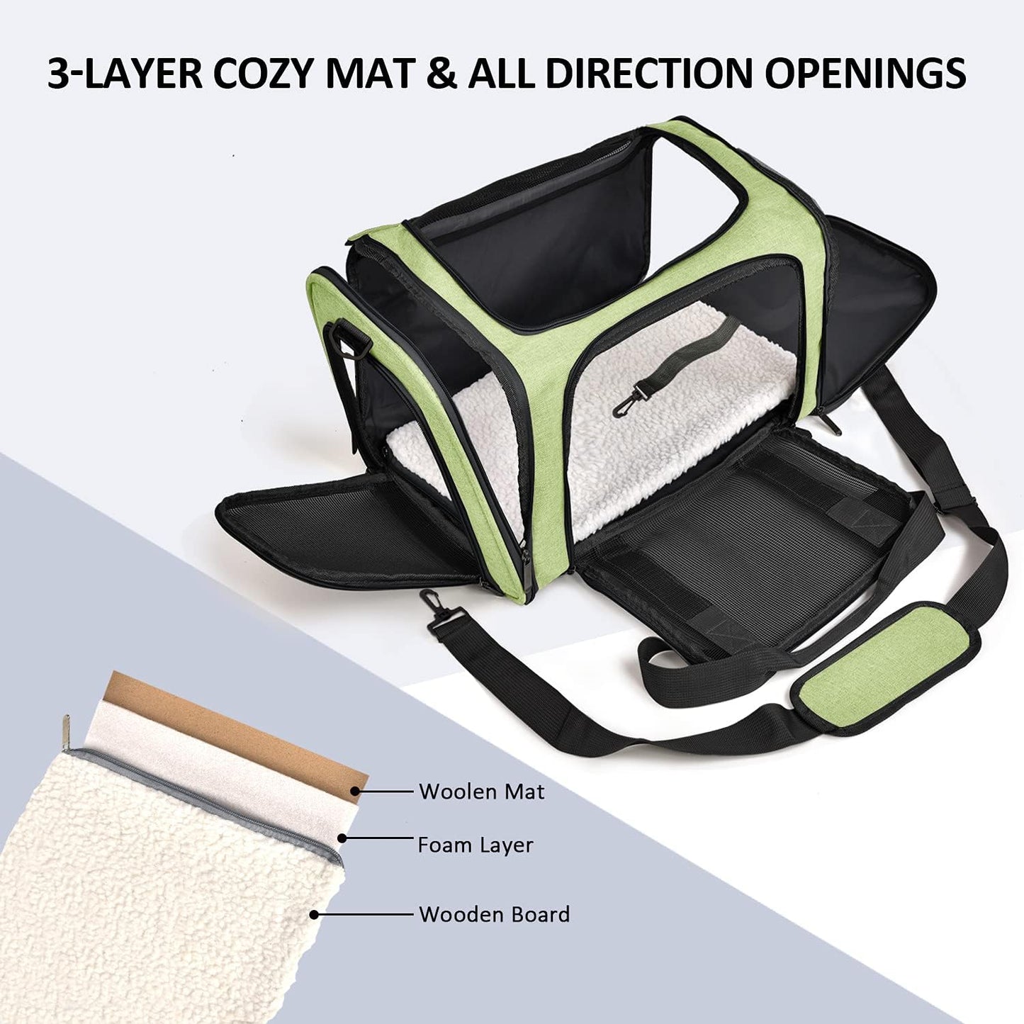 Henkelion Cat Carriers Dog Carrier Pet for Small Medium Cats Dogs Puppies up to 15 Lbs, TSA Airline Approved Soft Sided, Collapsible Travel Puppy - Black