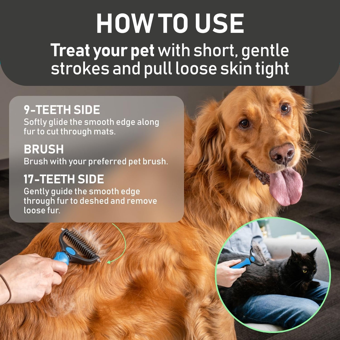 Maxpower Planet Pet Grooming Brush - Double Sided Shedding and Dematting Undercoat Rake Comb for Dogs and Cats,Extra Wide, Blue, Dog Grooming Brush, Dog Shedding Brush