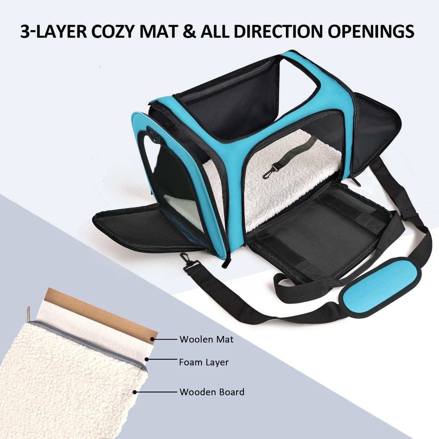 Henkelion Cat Carriers Dog Carrier Pet for Small Medium Cats Dogs Puppies up to 15 Lbs, TSA Airline Approved Soft Sided, Collapsible Travel Puppy - Black