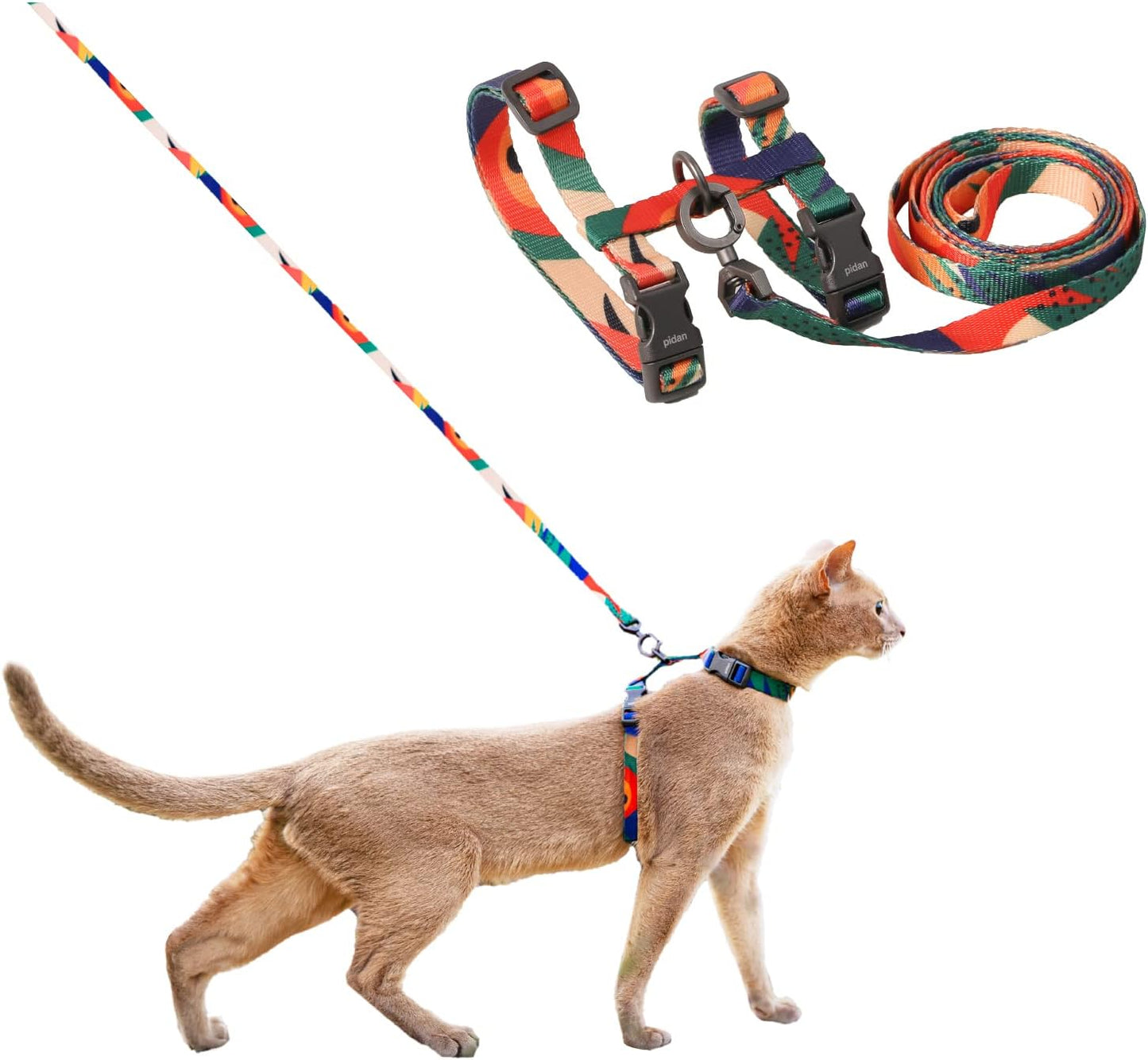 pidan Cat Harness and Leash Set, Cats Escape Proof - Adjustable Kitten Harness for Large Small Cats, Lightweight Soft Walking Travel Petsafe Harness (Multicolor)