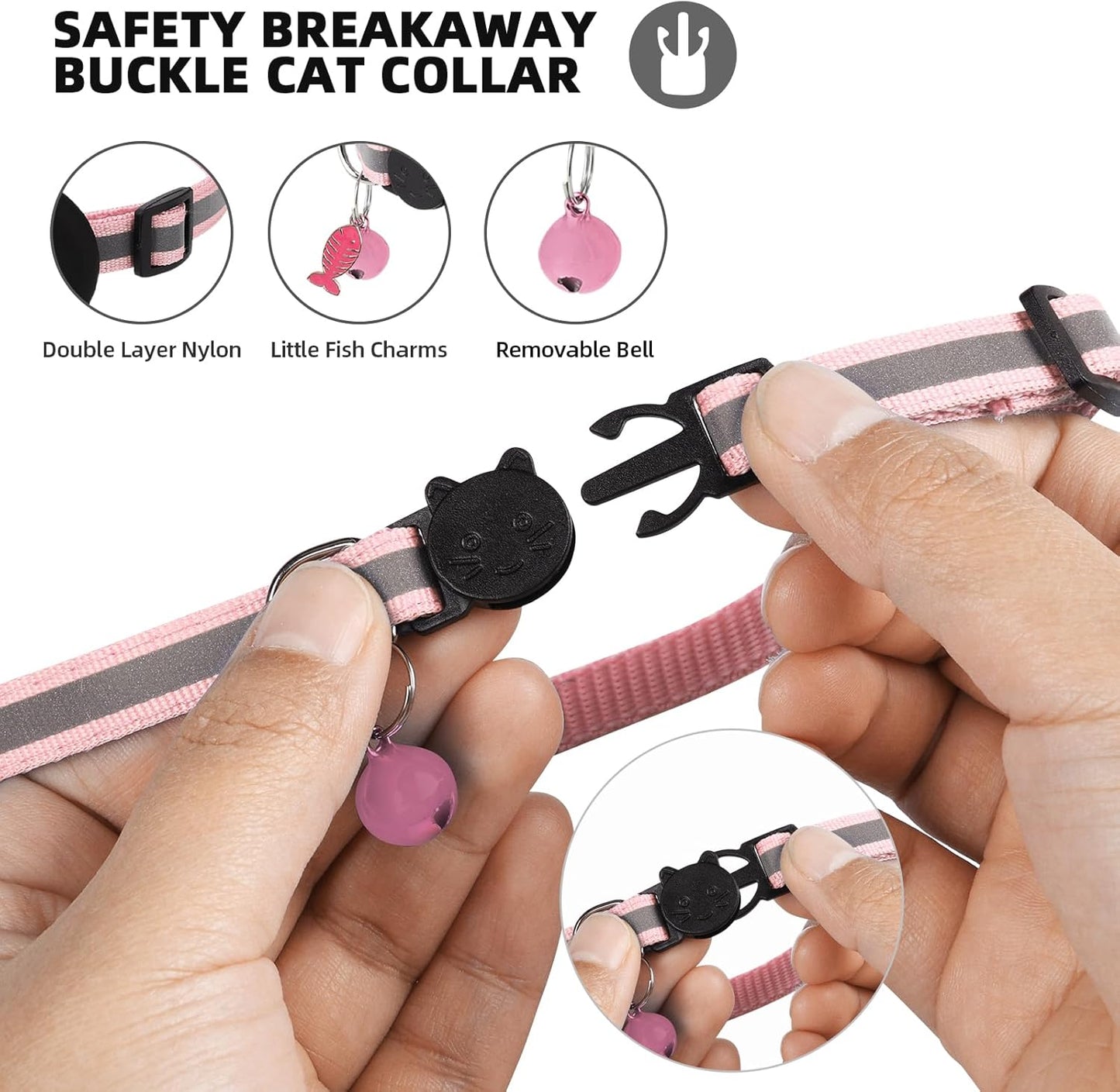 Airtag Cat Collar, Air tag Cat Collar with Bell and Safety Buckle in 3/8" Width, Reflective Collar with Waterproof Airtag Holder Compatible with Apple Airtag for Cat Dog Kitten Puppy (Black)